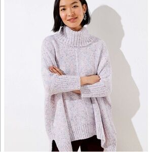 NWOT Ann Taylor LOFT Purple Blue Multi Flecked Turtleneck Poncho Sweater M